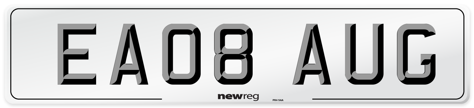 EA08 AUG Number Plate from New Reg
